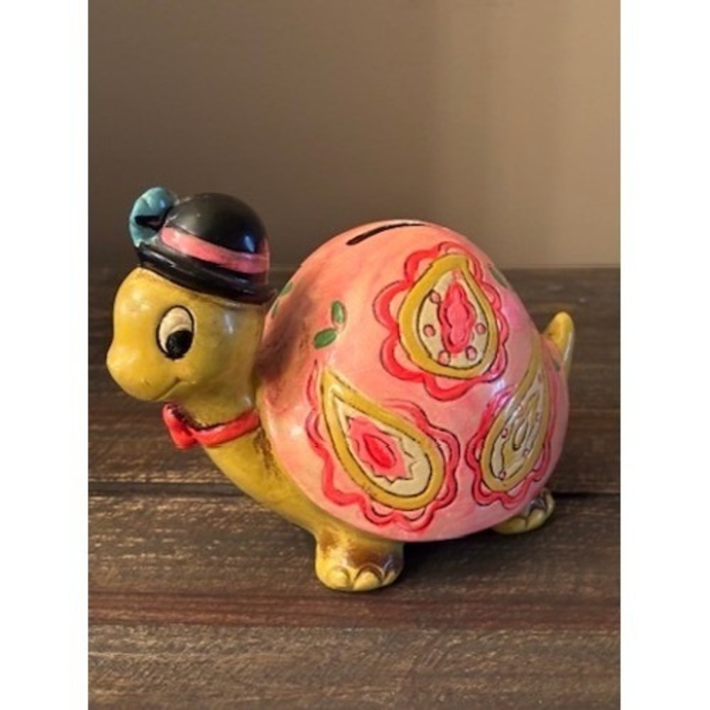 VINTAGE 1967‎ Ceramic Psychedelic Hippie Turtle Bank made in Japan - Picture 3 of 12